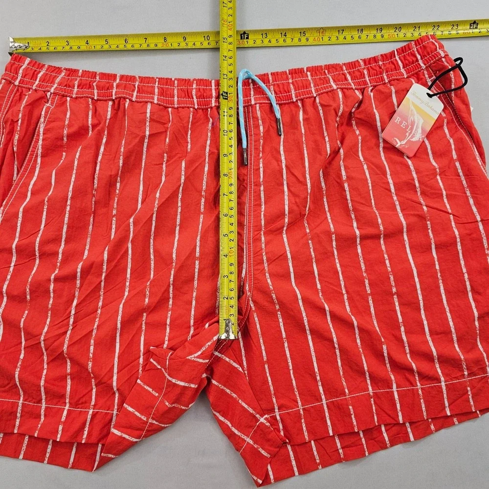 Tommy Bahama Relax Mens 2XL Swim Trunks Red White Striped Nylon Board Shorts